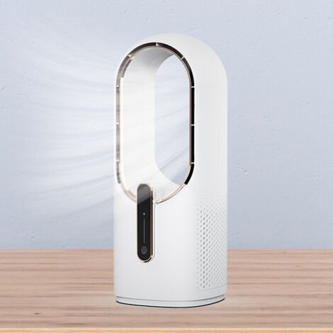 Ventilateur de bureau sans pales de 30 cm, silencieux, 3 vitesses de réglage, contrôle tactile, facile à nettoyer, petit ventilateur de bureau, silencieux, idéal pour bureau, salon, chambre à