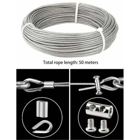 30 Corde en Acier Inoxydable Suspendre Kit, 2 Cable Acierd Revêtu