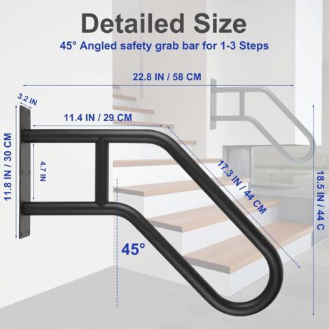 Main Courante En Fer Pour Escalier – 1 à 3 Marches, Usage Intérieur/extérieur