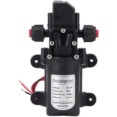 AIPERQ QiMeiTech Pompe à Eau Haute Pression, DC 12V 5 L/Min Pompe à Eau Diaphragme Pompe de Pulvérisateur à Amorçage Automatique 116 PSI avec Pinces pour Bateau de Plaisance RV Camping car (1/4)