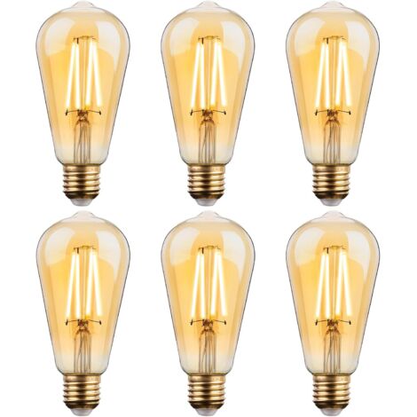 Ampoule LED E27 Vintage, 6 Pièces Edison Ampoule E27 4W ST64 E27 Filament Edison Rétro Ampoules de Décorative LED Filament Lampe Blanc Chaud Antique Ampoule pour la Maison Restaurant Café Bar (1/5)