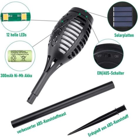 Enowelir Lampe Solaire Exterieur, 6Pack Torche Solaire Exterieur Jardin Pour Decoration Jardin Exterieur Eclairage 89917968