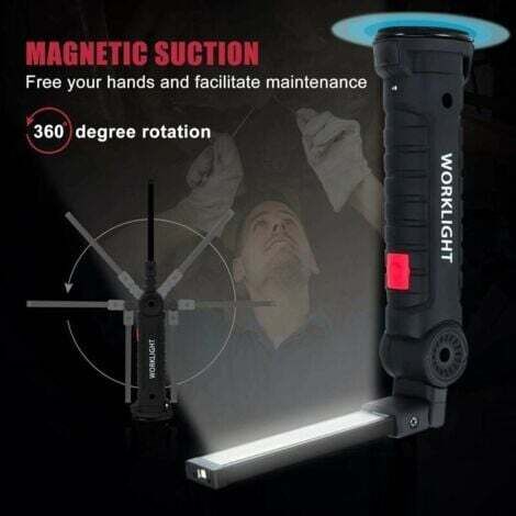 Lot 4 Lampes Travail Portables - Magnétiques, 700 Lumens, 5 Modes, Rotatives 360°