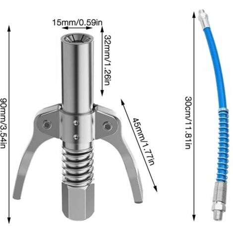 Embout De Pistolet à Graisse Avec Tuyau 30 Cm – Raccord Universel M6-M14, Double Poignée, Pour Atelier Et Engins - 7