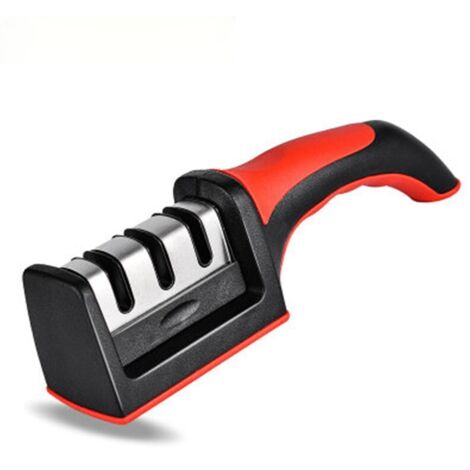 Aiguiseur à 3 phases Easy Sharp - pour couteaux de cuisine - résultat professionnel/design ergonomique - pierre céramique/carbure tungstène/diamant - finition noire/chromée