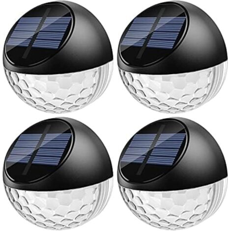 Lot de 4 LED Lampes Solaire Applique Murale Extérieur IP65 Étanche Éclairage Décorative Lumière Blanc Chaud, Lampe de Clôture Mur Terrasse Jardin Porte d'entrée Escalier Cour Allée Chemin [Classe éner (1/4)