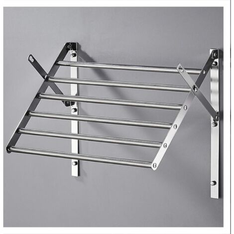 Perchero de pared, perchero, perchero de pared expandible, plegable para ahorrar espacio, fabricado en acero inoxidable, se puede colocar en la sala de estar, baño o balcón, 50 cm (1/5)