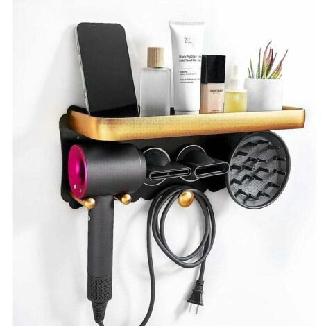 Soporte para secador de pelo, soporte de pared grande de metal para secador de pelo Dyson, soporte y accesorios para secador de pelo, soporte para secador de pelo supersónico, soporte magnético de met
