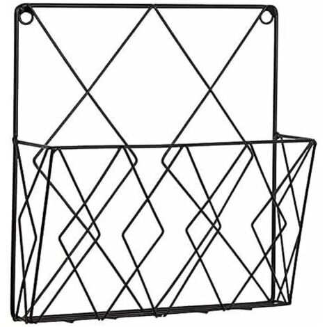 Revistero montado en la pared, estantería para periódicos, estante de almacenamiento, cestas de Metal de alambre negro, estante de decoración para oficina, sala de estar y dormitorio (1/5)