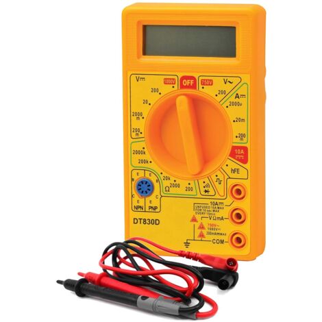 Multimètre numérique DT830D, mini multimètre jaune, multimètre d'électricien, marche/arrêt CA/CC (1/4)