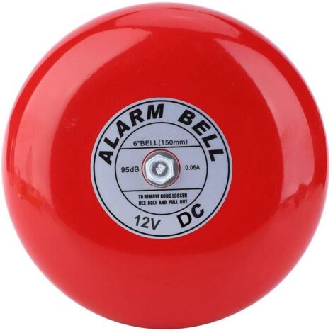 Cloche d'alarme incendie, CB-6B 95dB Cloche d'alarme électrique 150 mm/5,9 pouces Sonnerie Bell Cloche d'alarme de sécurité pour l'école maison usine sonnette forte alarme carillon cloche (DC 12V)