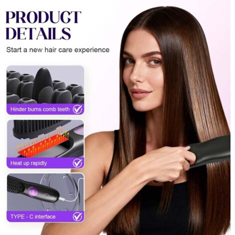 COMBLISS™ : Peigne Lissant en Céramique Électrique