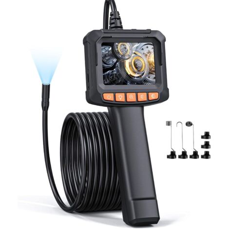 Caméra Endoscopique, 1080P HD Endoscope avec Zoom 2X, IP67 Camera Inspection Canalisation à Étanche IPS de 2,4 Pouces, Câble Semi-Rigide de 5M, 8 LED Réglables, Gadgets pour Hommes