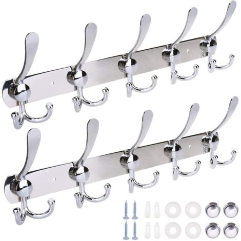 2 Pack 5 Crochet Porte-Manteau Porte-Manteau Mural En Acier Inoxydable Cintre Imperméable Anti-Corrosion 30kg Cintre Robuste pour Chapeau Vêtements Organisateur Salle De Bains