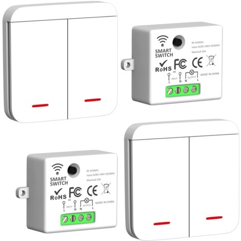 Kit Interrupteur Sans Fil, Émetteur Radio Rf 433Mhz Interrupteur Mural Récepteur Sans Fil Ac
