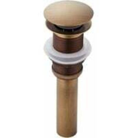 Pop-up Rétro Bouchon Bonde de Lavabo Vidange Clic-clac sans Trop-Plein en Laiton Bronzé Universel Valve Draineur dEvier Vasque Siphon sans Trou de Débordement Poli- sans Trop-Plein