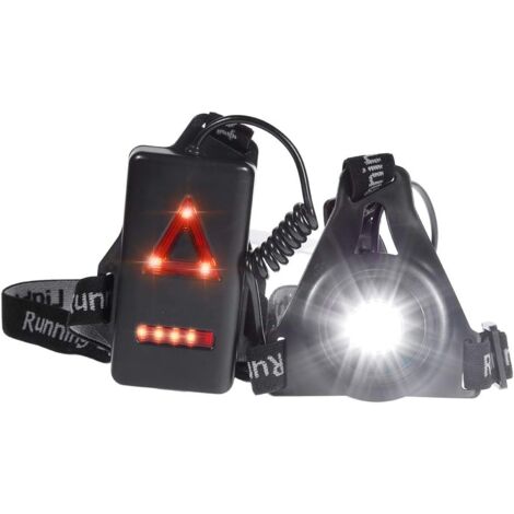 Lampe de Course à Pied, Lampe de Corps Rechargeable par USB à 3 Modes avec feu arrière et Sangle réglable pour Les Coureurs de la Nuit Joggers Randonnée pédestre Camping Randonnée