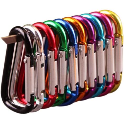CUHZA 10 Mousquetons,Mousqueton de sécurité en Forme de D en Aluminium Couleur M