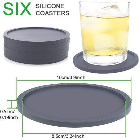 6 Pièces Dessous de Verre en Silicone Antidérapant 10 cm sous-Verres en 6 Pièces Dessous de Verre en Silicone Antidérapant 10 cm sous-Verres en