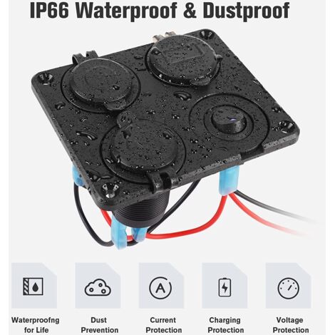 Panneau De Commutation Avec Voltmètre Numérique, Double Port USB Et Prise 12V - Neuf
