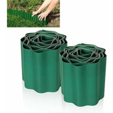 Aiperq 2 PCS Bordure de Pelouse Flexible 9M × 15CM, Clôture Gazon Bordure Jardin Plastique Bordurette de Jardin Bords Bordures Jardin Exterieur PVC - Bordure de Jardin Flexible Vert