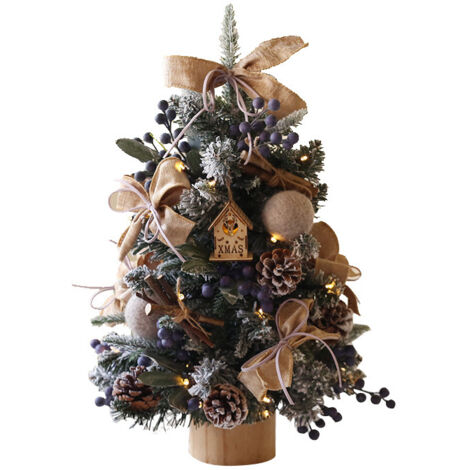 Aiperq Small Christmas Tree, 1.5ft Mini Christmas Tree, Artificial Small Tabletop Christmas Tree with Lights and Tree Ornaments for Christmas Decoration