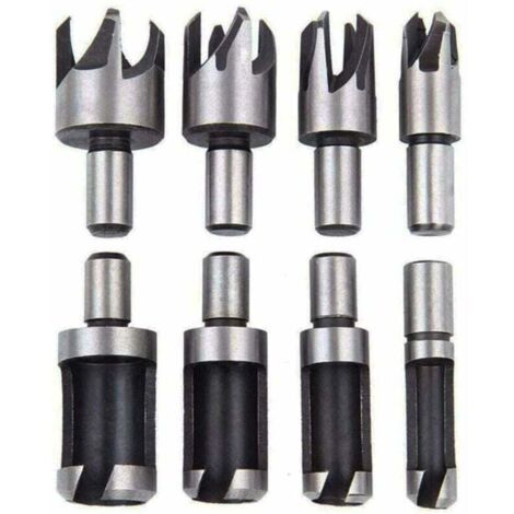 Aiperq Fraise Bouchonner Bois Lot de 8 Mèche Bouchon Bois Foret Faire Cheville Outil de Coupe pour Faire une Bois Bouchon Cheville Tourillon Goujon Tenon Dowel