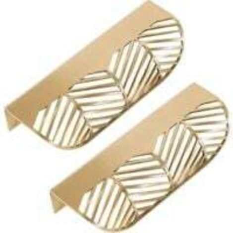 Promotion Feuille Forme tiroir Poignée en laiton Meubles Porte Bouton Pull Cabinet Armoire Poignée de porte ( 2PCS)