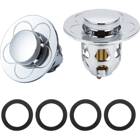 Aiperq Lot de 2 Bouchons de vidange universels en Acier Inoxydable, Filtre de vidange intégré en Laiton avec 2 Joints en Caoutchouc pour évier de 34 à 40 mm de diamètre, Salle de Bain, Cuisine (1/5)