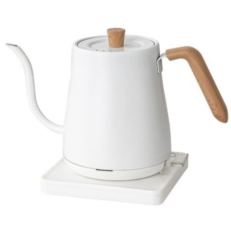 Aiperq Bouilloire électrique, Bouilloire pour le café et le thé 800ml 1200 W, Acier inoxydable,grain de bois blanc