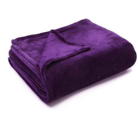 Couverture - couverture en flanelle de couleur unie - velours double face épaissi - couverture de sieste de bureau - couverture en velours corail 150×210cm violet (1/5)
