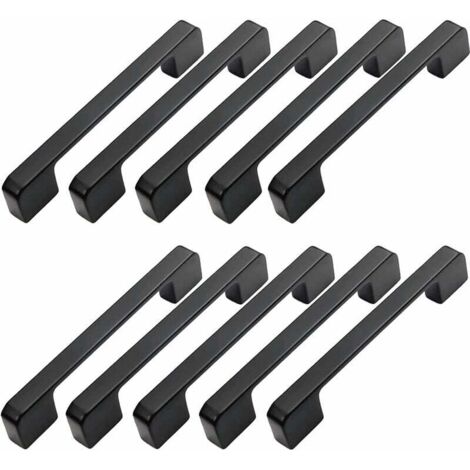 Aiperq 10pcs Poignée Meuble Entraxe 96mm-Poignée Porte Cuisine Noire Poignee Barre Meuble Poignee De Cuisine Noire 96mm