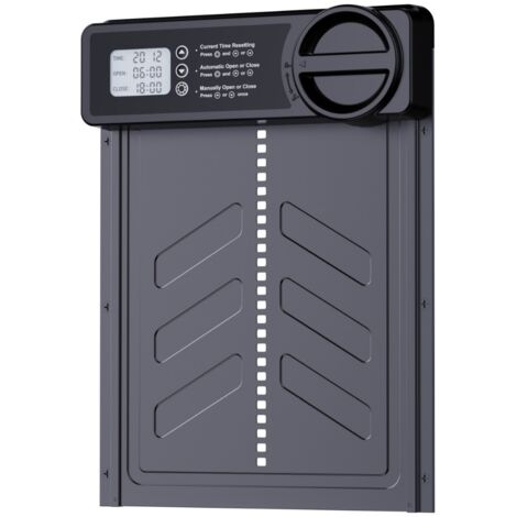 [JAMAIS UTILISÉ]  Porte Poulailler Automatique avec Écran LCD Programmable Étanche, Porte Automatique Poulailler en Alliage d'aluminium, Alimenté par Batterie, Commande de Minuterie, Fonction Anti-pin