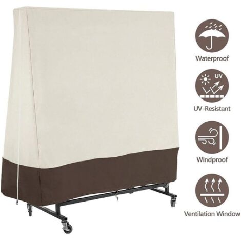 Aiperq Housse de tennis de table imperméable en tissu Oxford pour intérieur et extérieur Beige avec marron (1/5)