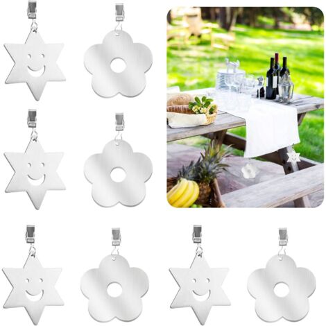 Aiperq 8 Pcs Nappe Lourde Lests Extérieure Pinces à Nappe Nappe De Fleurs Poids Nappe Clip de Nappe en Acier Inoxydable Support pour Jardin Pique-niques Fête Cuisine Restaurant (1/5)