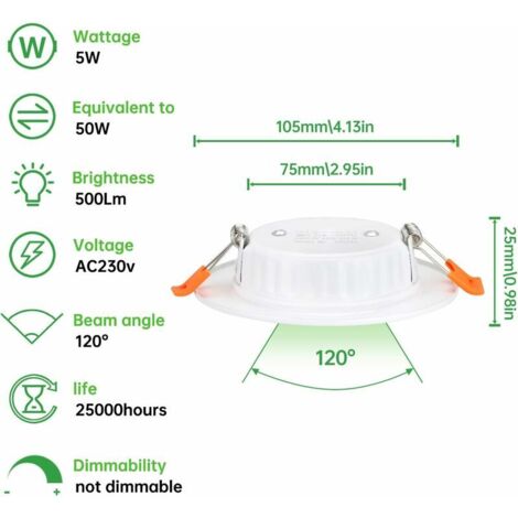 Lot De 10 Spots LED Encastrables Extra Plats 5W 450LM – Tomosu Blanc Neutre IP44