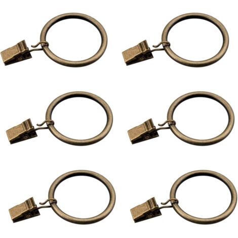 Ensemble de 30 Anneaux de Rideau en Bronze avec Clips/Heavy-Duty décoratif métal drapé Clip Crochets Ensemble avec œillets pour Rideaux, Salle de Bain, s'adapter à 1 1/4 Pouce Rod (1/5)