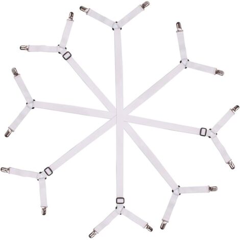 Sangles de support réglables pour draps de lit triangulaires pour un matelas lisse, lot de 4, blanc (1/5)