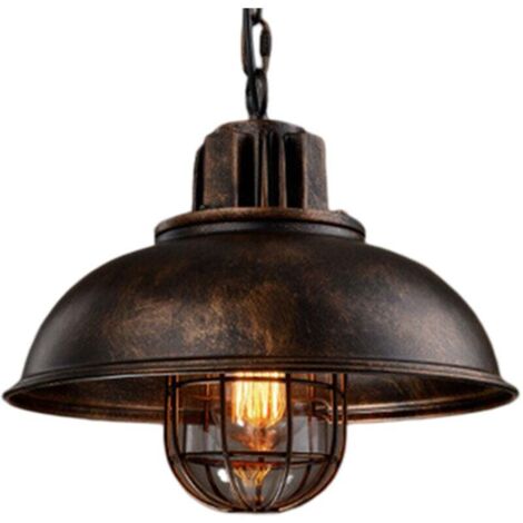 Industrielle Pendelleuchte, Ø33 cm, Industrieller Kronleuchter, Deckenleuchte, Metalllampenschirm, Dekorative Beleuchtung E27 für Wohnzimmer, Küche, Bar, Loft - BLOW Rost Kupfer (1/4)