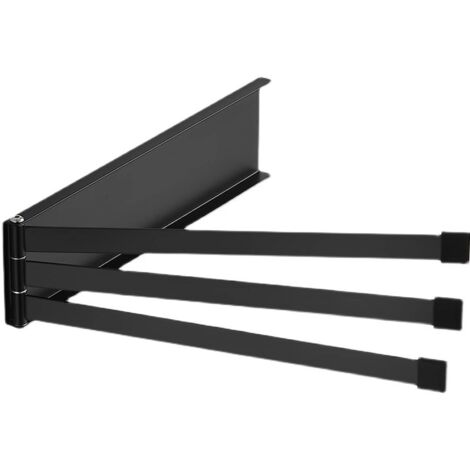 Porte-serviettes pliable, en acier inoxydable, barre porte-serviettes de bain, accessoire de salle de bain, mural, convient aux salles de bain et aux cuisines (noir). (1/4)