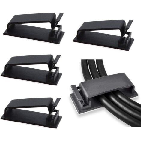 Câble Management, 50PCS Clips de Câble Adhésifs pour Organiseur de Fils Electriques pour Câbles Ethernet et Système de Gestion de Câbles pour TV, PC, ordinateur portable, Bureau (1/4)