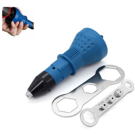 Pince à riveter électrique pour perceuse sans fil électrique riveteuse riveteuse adaptateur pistolet à riveter sans fil kit d'outils de rivetage adaptateur de perceuse accessoire,blue (1/4)