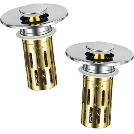 Bouchon de baignoire universel en deux parties, diamètre du tube ondulé 28-32 mm, avec filtre en acier inoxydable 304, bouchon d'évier à ressort, convient aux baignoires et aux cuisines.