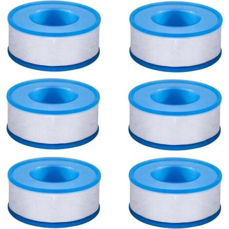 Ruban d'étanchéité en PTFE pour tuyaux de douche et buses, 6 rouleaux, 3/4 pouce (18 mètres)