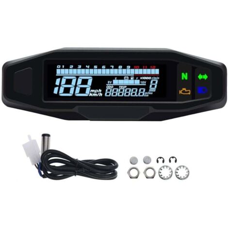 Contagiri digitale universale per moto, tachimetro digitale con display LCD, contachilometri per carburatore con sensore