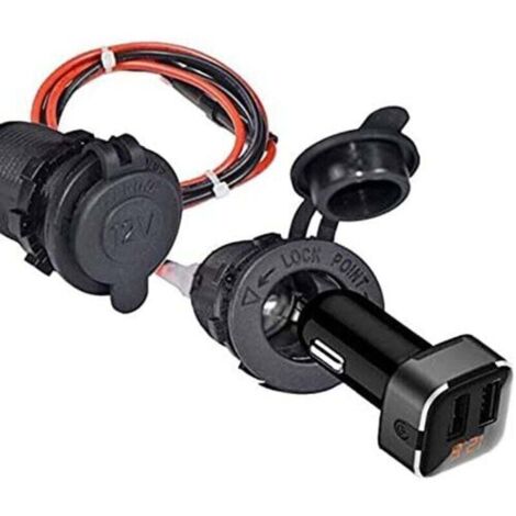 Presa Accendisigari Femmina 12V Con Fusibile - Cavo 180 Cm - Impermeabile Per Auto, Moto, Barca - Carviya