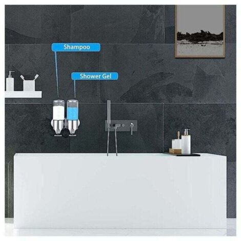 Dispenser Sapone Da Parete A Doppia Testa Per Bagno E Doccia – Contenitore Per Shampoo E Disinfettante, Facile Da Ricaricare - 5