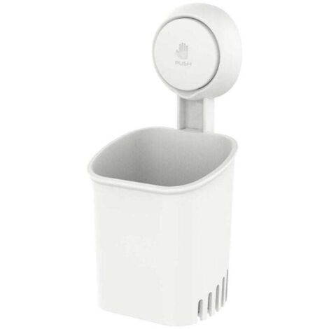Portaspazzolino con ventosa potente, supporto da parete senza fori per spazzolino, dentifricio, rasoio, organizer per piatti da cucina autosvuotante, bianco