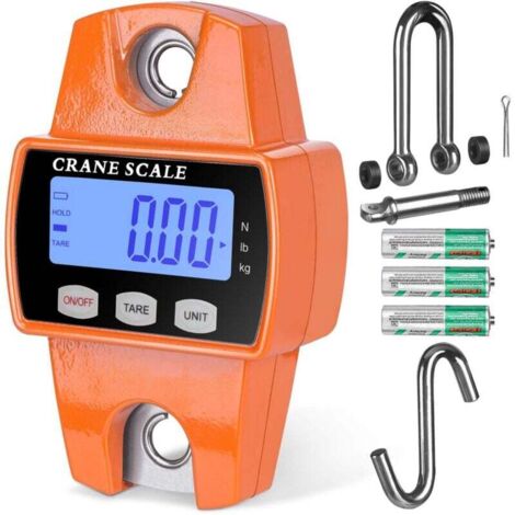 Balance numérique suspendue de 660 lb avec boîtier en aluminium moulé sous pression mini balance portable de 300 kg avec crochet, adaptée à l'agriculture, la chasse, la pêche et les activités de plei