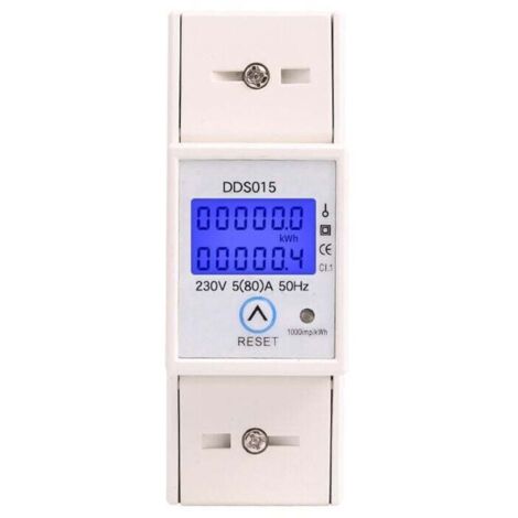 Compteur électrique monophasé modulaire, courant maximal 80 A, gamme de prix unique, affichage LCD, fonction de réinitialisation partielle. (1/4)